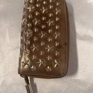 Jimmy Choo Filipa Metallic Star Studded Woman’s Leather Wallet.